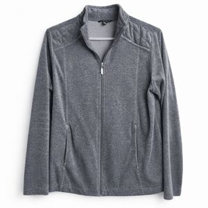 George Gray Velour Quilted Shoulder Full Zip Track Jacket Casual Athleisure